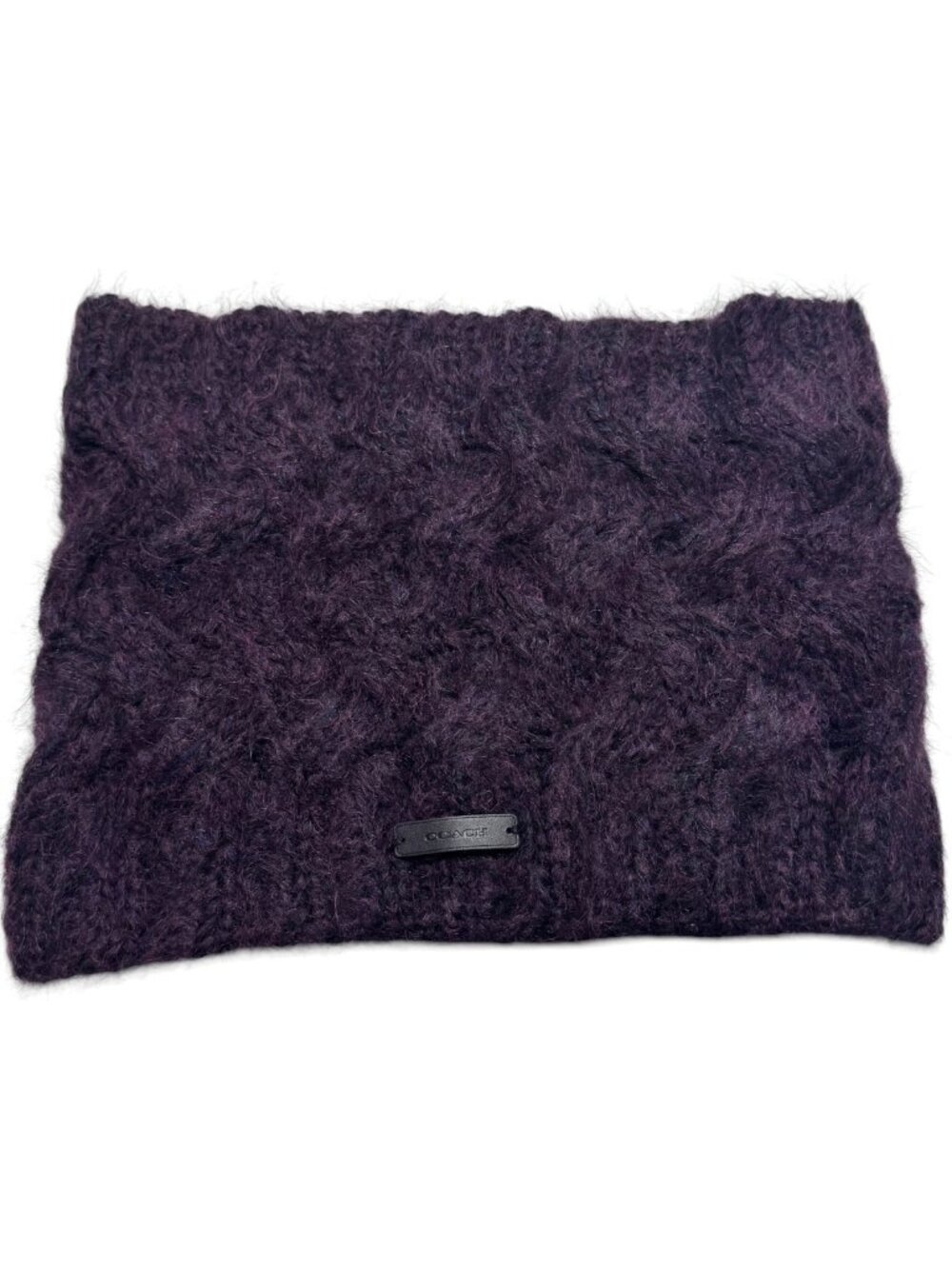 💜 Coach Mohair Cable Knit Infinity Scarf Black Violet Brand New With Tag 🆕🔥
